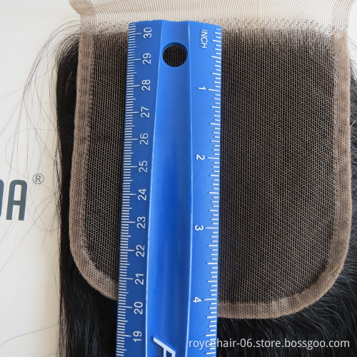 Raw Virgin Unprocessed Brazilian  4X4  Super Fine Straight Hair Swiss Lace Closure With Baby Hair